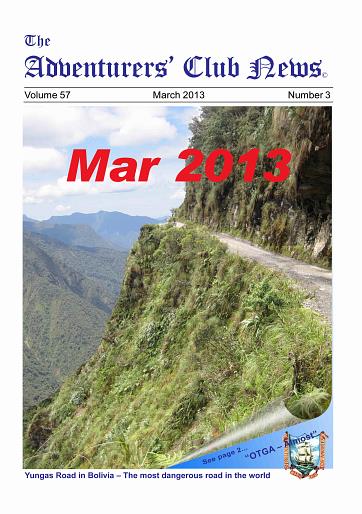 March 2013 Adventurers Club News Cover
